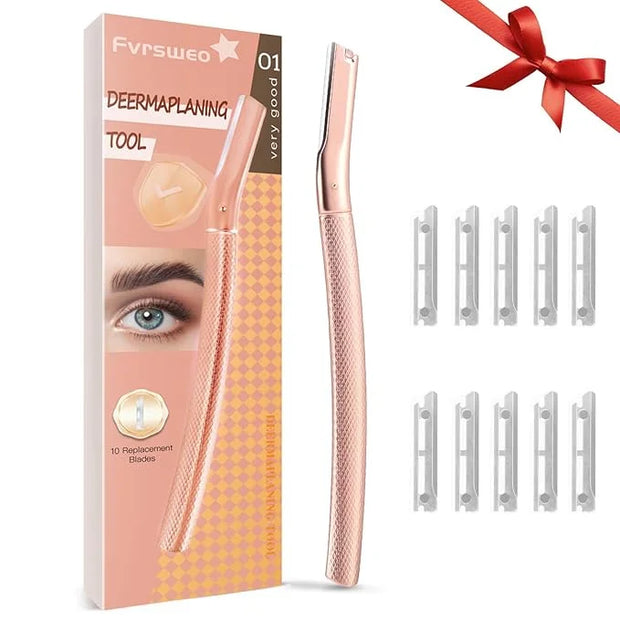 Dermaplaning Tool for- Dermaplane Razor for Women Face with 10 Replaceable Blades - Professional Womens Face Razor Peach F...