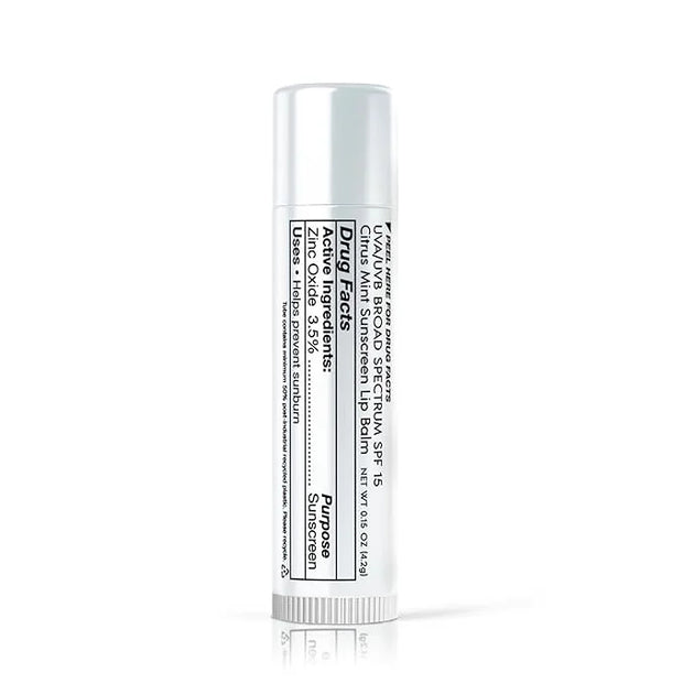 SPF 15 Mineral Sunscreen Lip Balm - Vegan and Cruelty Free Broad Spectrum UVA/UVB Lip Care - lemon and mint scent - for Hy...