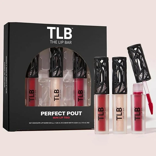 The Lip Bar - Perfect Pout Mini Lip Trio Gift Set (3 Products) - Nonstop Liquid Matte Lipstick & Non-Sticky Lip Gloss - Tr...