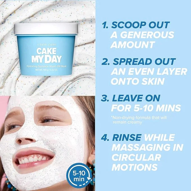 I DEW CARE Wash Off Face Mask - Cake My Day | With Hyaluronic Acid, Self Skin Care, Facial Treatment, Vegan, Cruelty-Free,...
