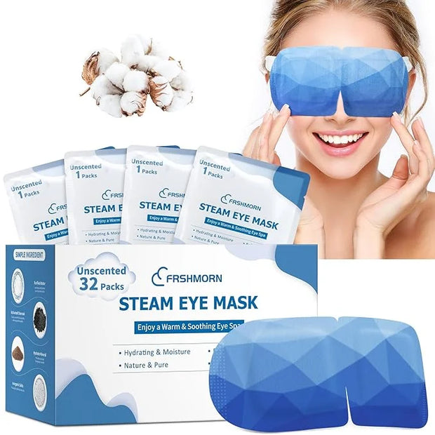 32 Packs Steam Eye Mask, Heated Eye Mask for Sleeping, Warm Compress for Eyes, Self Heating Disposal Eye Mask Comfortable ...