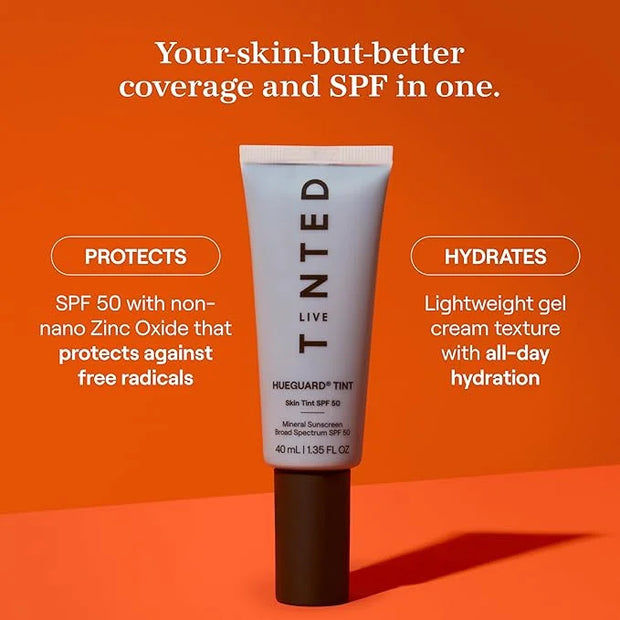 Live Tinted Hueguard Skin Tint SPF 50 - Tinted Mineral Sunscreen with Light-Medium Buildable Coverage With a Hydrating and...