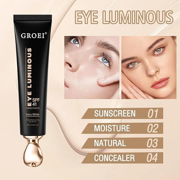 Luminous Eye Corrector Spf 41,Under Eye Corrector For Dark Circles,Undereye Sunscreen & Concealer, Hydrating Serum, Anti A...