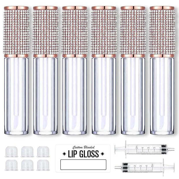 AMORIX 6pcs Lip Gloss Tubes with Wand 5ml Empty Rhinestone Lip Gloss Containers Lipgloss Bottles Crystal Lipgloss Supplies...