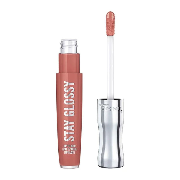 Rimmel Stay Glossy Lip Gloss Bundle - 130 Blushing Belgraves & 135 Sippin Non-Sticky Lightweight Lip Color and Shine .18oz...