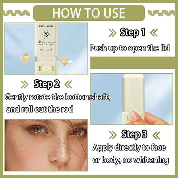 Sunscreen Stick,Moisturizing Matte Sun Stick for Face & Body,Oil Control Long Lasting Non-Greasy Sunblock Stick, Sunstick ...