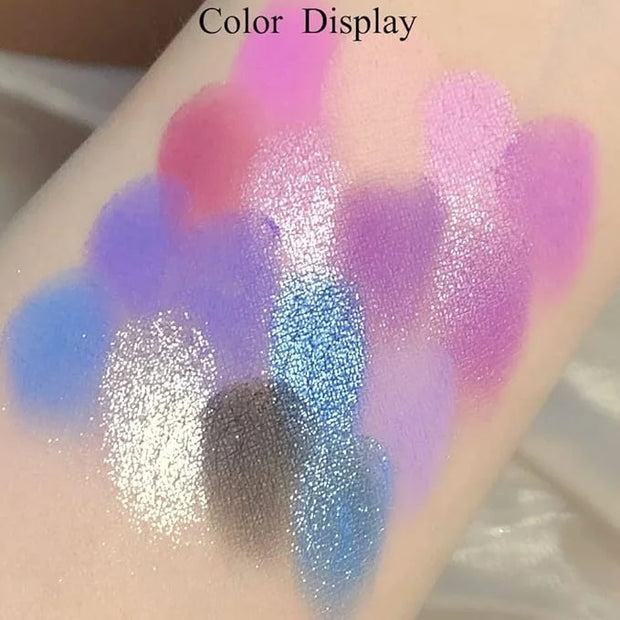 Purple & Blue Eyeshadow - 16 Color Glitter & Matte Eyeshadow Palette, Korean Makeup, Waterproof & Bright Colours - Product...