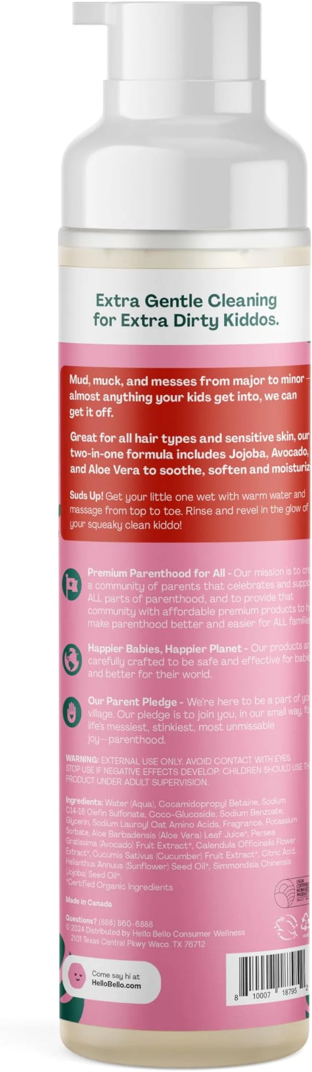 Hello Bello Watermelon Shampoo and Body Wash, Hypoallergenic, Dermatologist and Pediatrician Tested Formula for Babies and...