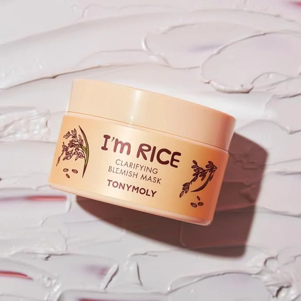 TONYMOLY I'm Rice Clarifying Blemish Clay Mask, Facial Mask Detoxifiies, Reduces Redness & Soothes Irritated Skin, Kaolin ...