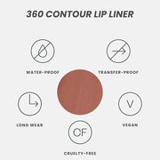 Wonderskin Lip Liner Pencil - 360 Contour Lipliner, Long Lasting, Sharpenable, Waterproof and Transfer-Proof Brown Lip Lin...