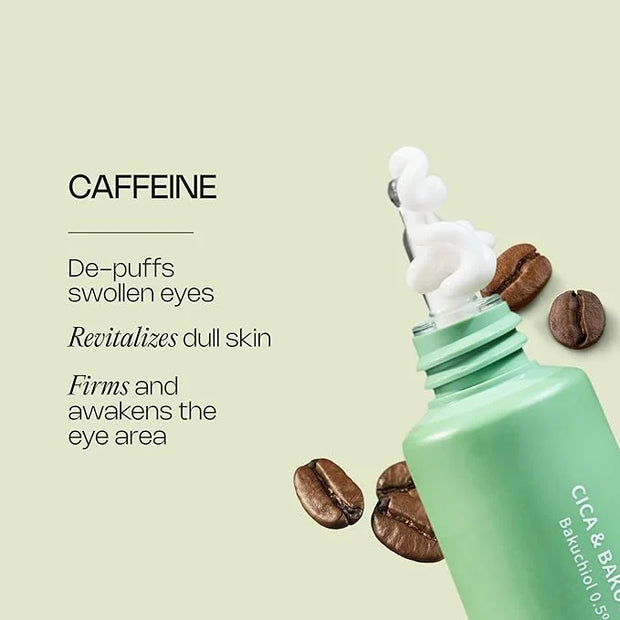 Meebak Eye Cream with Bakuchiol, Caffeine & Cica | Korean Anti-Aging Eye Treatment for Puffy Eye Bags, Dark Circles, Fine ...