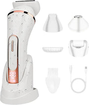 Electric Shavers for Women, 4 in 1 Hair Removal Kit with Epilator Bikini Trimmer Face Razor Body Brush Face Massager Foot ...