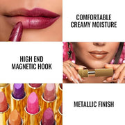 Oulac Coral Orange Lipstick for Women with Metallic 3D Shine Lightweight Hydrating Formula, High Impact Lip Color, Vegan B...