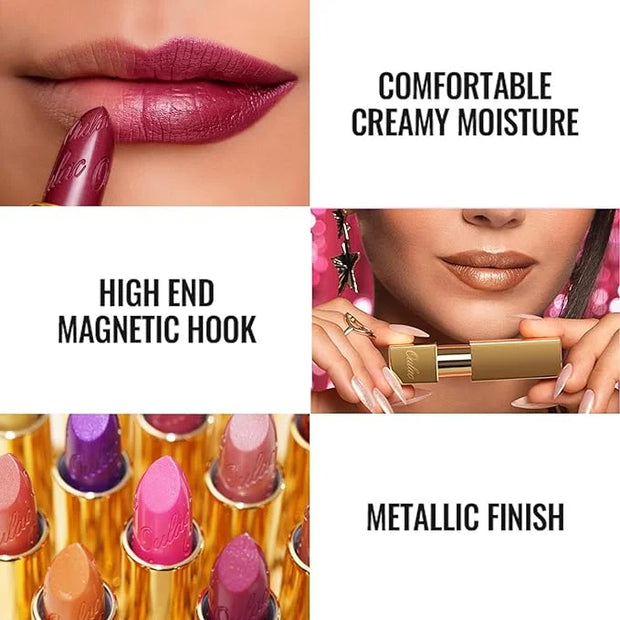Oulac Coral Orange Lipstick for Women with Metallic 3D Shine Lightweight Hydrating Formula, High Impact Lip Color, Vegan B...