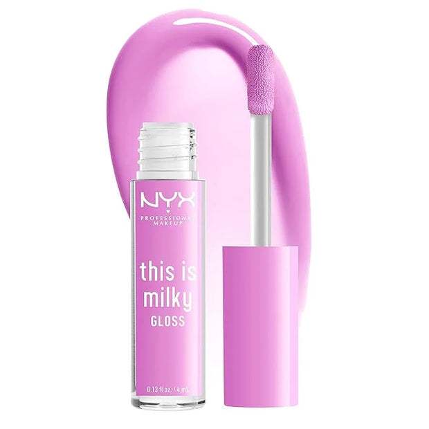 NYX PROFESSIONAL MAKEUP This Is Milky Gloss, Vegan Lip Gloss, 12 Hour Hydration - Lilac Splash (Sheer Baby Purple) - Produ...
