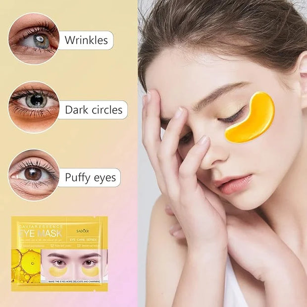 Under Eye Patches -30 Pairs Caviar Essence Eye Mask Eye Pads for Puffy Eyes, Reducing Dark Circles, Anti-Aging, Collagen E...