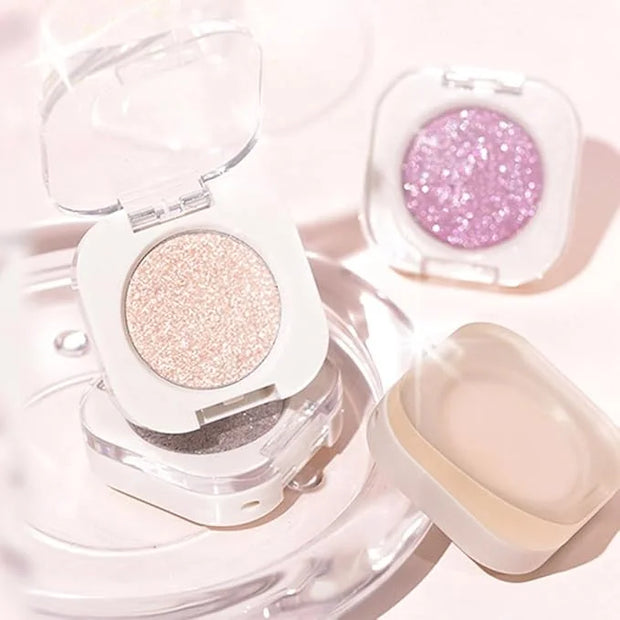 2Pcs Glitter Shimmer Sparkle Eyeshadow Palette Makeup for Green Blue Eyes, Light Brown&Sliver Glitter Shimmer eyeshadow Pa...