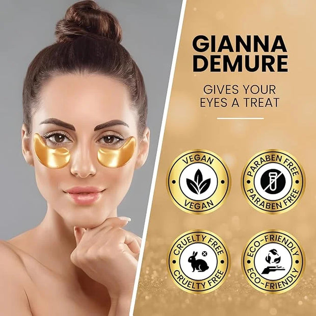 Under Eye Patches for Dark Circles and Puffiness – 24 Collagen Pairs for Puffy Eyes, Wrinkles & Bags – Gold Gel Eye Mask V...