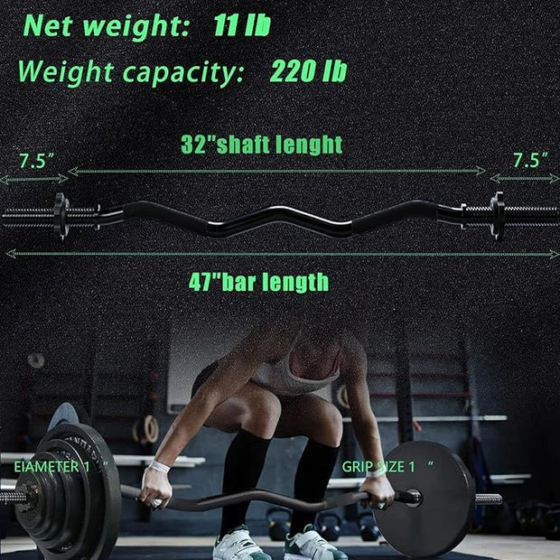 47" EZ Curl Bar Weight Lifting Bar 1-inch 2 Star (220lb Weight - Product Image