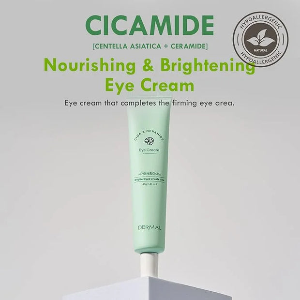 DERMAL Cicamide Nourishing & Anti-Wrinkle Eye Cream 1.41 oz - With Centella Asiatica Extracts and Ceramide to Fight Early ...