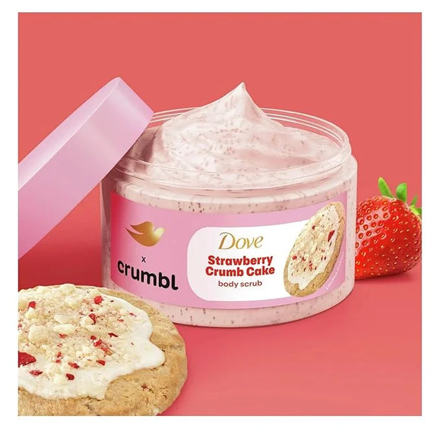 Dove Moisturizing Strawberry Crumb Cake Body Wash & Scrub Combo, 20oz Wash + 15oz Scrub, Limited Edition, Paraben & Sulfat...