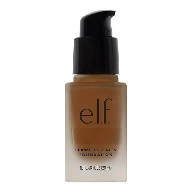 e.l.f. Flawless Satin Foundation, Lightweight & Medium Coverage, Semi-Matte Finish, Vegan & Cruelty-Free, Nutmeg, 0.68 Fl ...