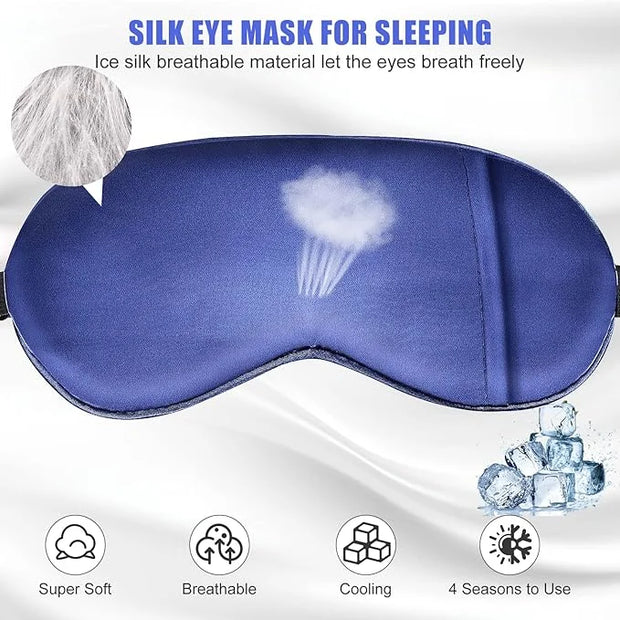 Cooling Sleep Mask w/Gel Eye Mask, Silk Eye Mask for Sleeping, Heated Eye Masks, Blindfold Eye Cover Sleeping Mask for Hom...