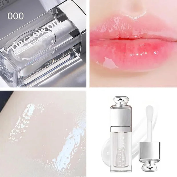 Hydrating Lip Glow Oil-Lip care oil- Lip Oil Tinted for Lip Care and Dry Lips-Prevents Dry Cracked-Non-sticky Big Brush He...