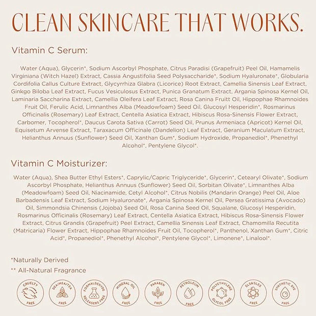 InstaNatural Vitamin C Four Step Skin Care Set, Skincare Routine, Brightens, Hydrates, Prevents Signs of Aging, Face Wash,...