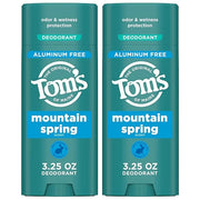 Tom’s of Maine Mountain Spring Natural Deodorant for Men and Women, Aluminum Free, 3.25 oz, 2-Pack - Product Image