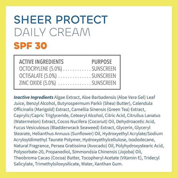 Seaweed Bath Co. Sheer Protect Daily SPF 30 Broad Spectrum Hybrid Sunscreen Cream, 3.4 Ounce, Sustainably Harvested Seawee...