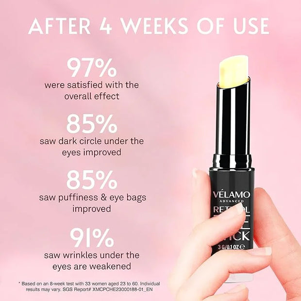 VELAMO ADVANCED Retinol Eye Stick: Retinol Eye Cream for Dark Circles and Puffiness with 1% Bakuchiol and Caffeine - Visib...