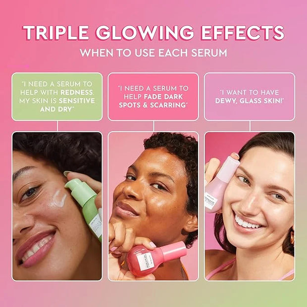 Glow Recipe Soothe, Glow & Bright Gift Set - Niacinamide Dew Drops Illuminating Primer & Avocado Ceramide Facial Serum & G...