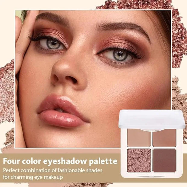 4 Colors Matte Shimmer Eyeshadow Makeup Palette,Nude Light Dark Brown Rose Gold Highly Pigmented Natural Neutral Eye Shado...