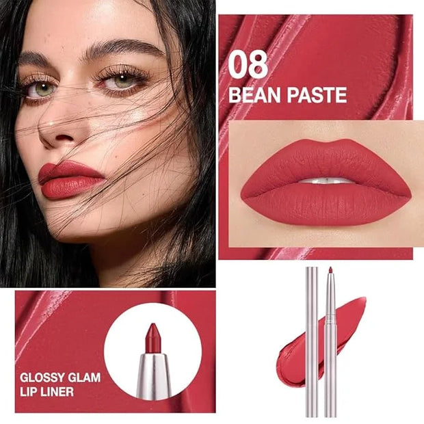 evpct Silky Lip Liner Pencil Retractable, Bean Red Smooth Lip Liner Creamy Velvet Lipliner Long-Lasting for Korean Makeup ...