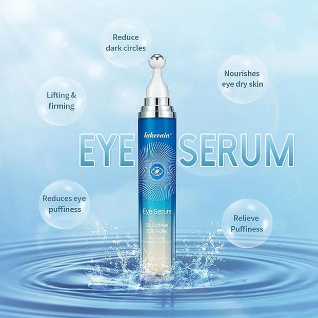 NICEFACE 5% Caffeine Eye Serum - Under Eye Cream for Dark Circles and Puffiness Eye Care - with 360° Massage Ball Reduce W...