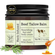 Beef Tallow For Skin – Natural Tallow and Honey Balm Face Moisturizer, Organic Grass-Fed Tallow, Deeply Nourishing Whipped...