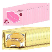 30Pairs Lip Mask & Under Eye Mask, 24K Gold Gel Crystal Collagen Eye Pads, Moisturizing Lip Mask Spa Daily Labial Masks, U...