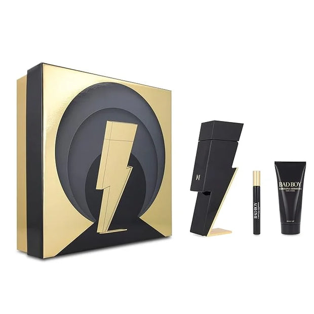 Carolina Herrera Bad Boy 3-Piece Set for Men, (3.4 Oz Eau De Toilette Spray + 3.4 Oz Shower Gel + 0.33 Oz Travel Spray) - ...