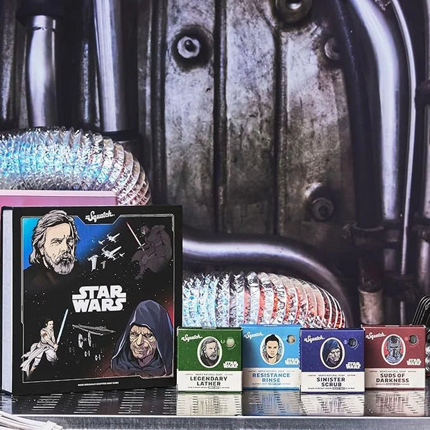 Dr. Squatch Soap Star Wars Soap Episode II - 4 Bar Bundle and Collector’s Box - Legendary Lather, Sinister Scrub, Suds of ...