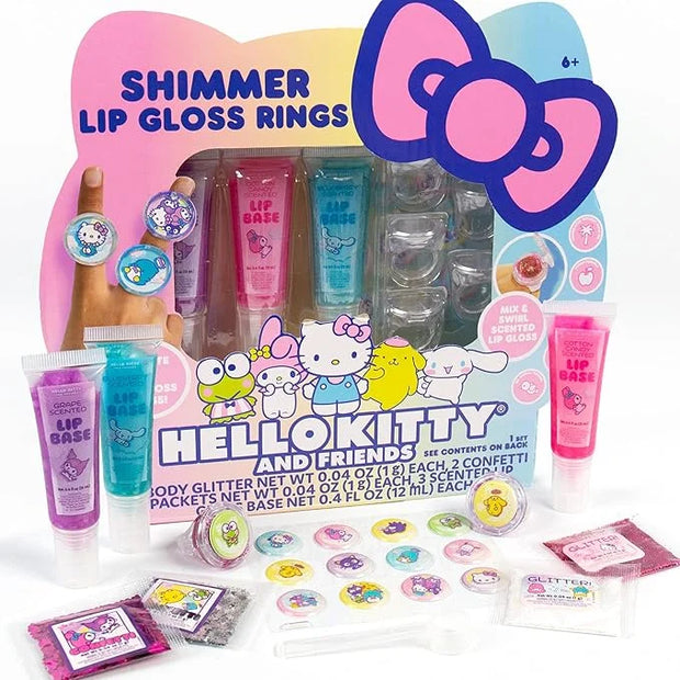 Horizon Group USA Sanrio Hello Kitty and Friends Shimmer Lip Gloss Making Kit, Makes 5 Hello Kitty Glitter Lip Gloss Rings...