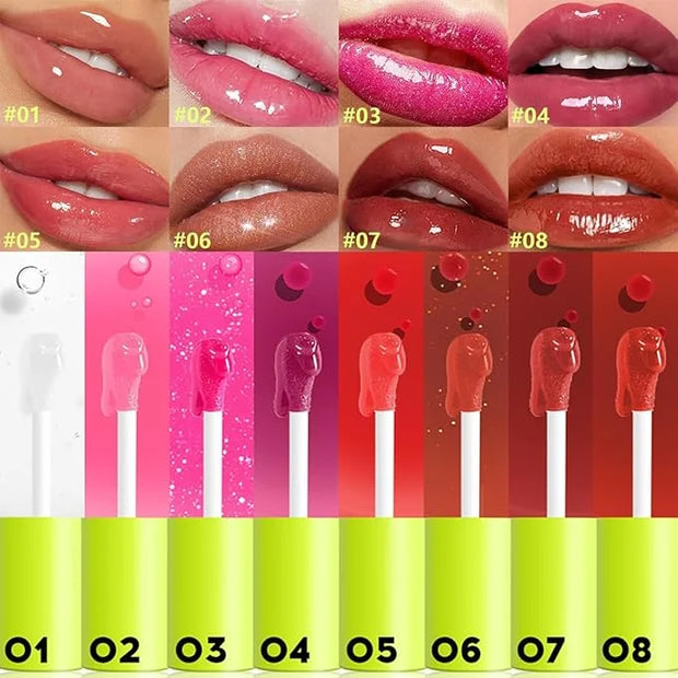 Hydrating Lip Oil, Big Brush Head Lip Glaze Shiny Transparent Lip Glow Oil, Nourishing & Fresh Clear Smooth Lip Care Plump...