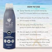 Aloe Up Sport Continuous Spray Sunscreen SPF 50- Broad Spectrum UVA/UVB Sunscreen Protector for Face and Body With Aloe Ve...