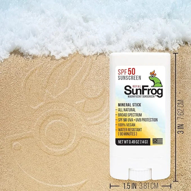Royal SunFrog | All Natural SPF-50 Sunscreen Mineral Stick | 100% Vegan, Broad Spectrum UVA + UVB, Roll On Sunscreen Stick...