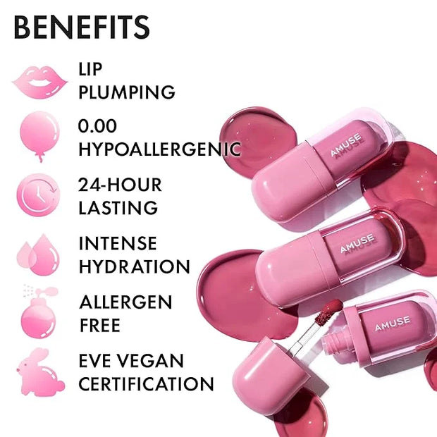 Amuse SEOUL BEBE TINT - 03 COOL HIBISCUS | 24-hour Long-lasting Lip Stain, Plumping, Hydrating, Moisturizing, No Peel Off,...