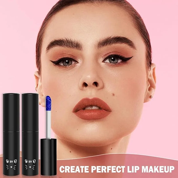 2PCS Peel Off Lip Stain Lip Tint Matte Liquid Lipstick Nude Lip Gloss Long Lasting Waterproof Lip Tint Stain Non-stick Cup...