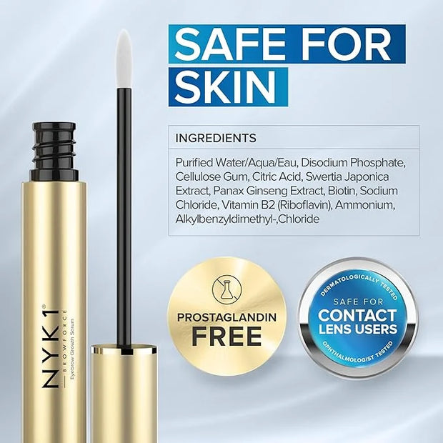 NYK1 CONCENTRATED Eyebrow Growth Serum For Thicker Brows (XL - 8ml) BrowForce Eyebrow Serum To Grow Brows Fuller Thicker N...