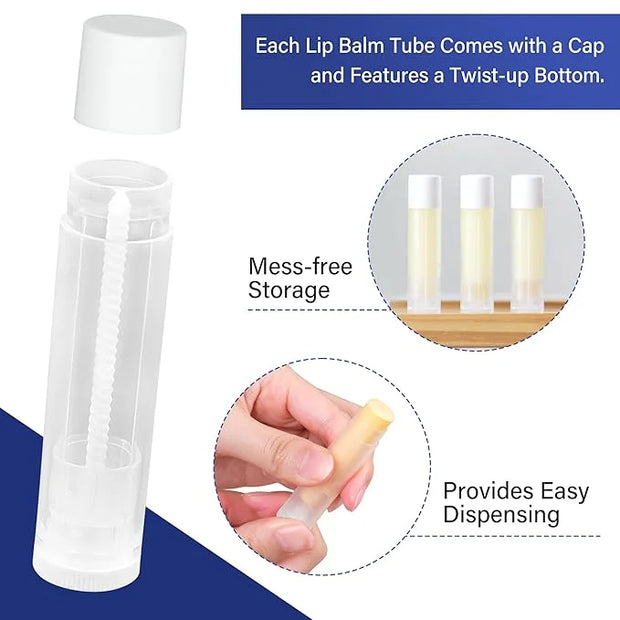 LotFancy Lip Balm Tubes, 60 Empty, Blue