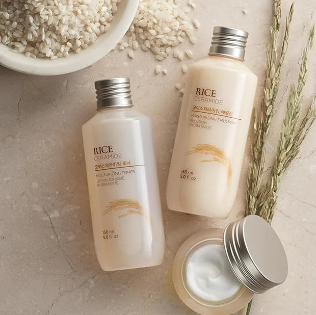 The Face Shop Rice Ceramide Moisturizing Cream - Rice Extract + Rice Bran Oil - Hydrating Targets Dryness, Brightening - D...