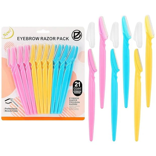 D 21 PCS Eyebrow Razor,Dermaplane Razor,Face Razors for Women and Men,Dermaplaning Tool for Face,3 Colors Facial Hair Shav...